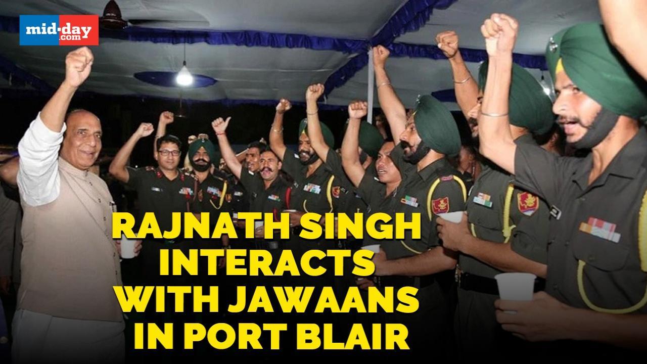 Union Minister Rajnath Singh Interacts With Army Jawans In Andaman And Nicobar